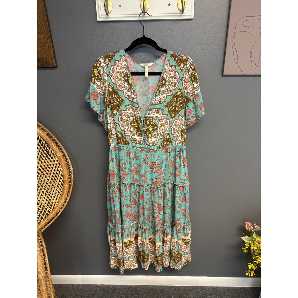 Matilda Jane Womens Size S Down to Earth Dress V-Neck Midi Tiered Floral Boho